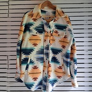 Fornia Oversized Aztec Patterned Fleece Jacket Shacket SzM